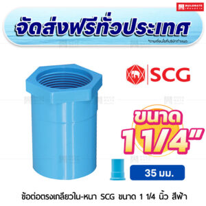 ข้อต่อตรงเกลียวใน หนา SCG ขนาด 1 1/4 นิ้ว สีฟ้า