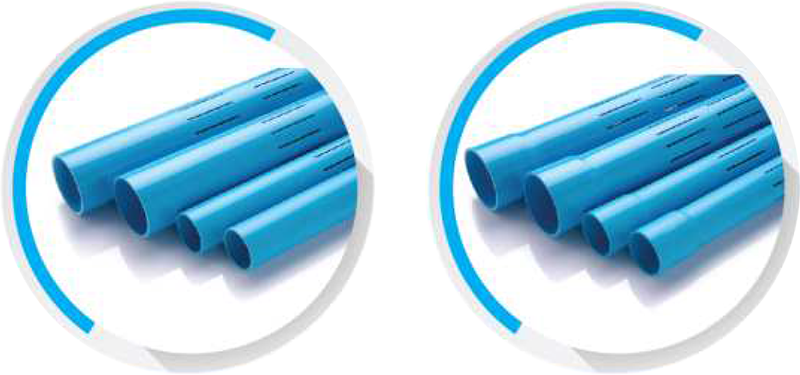 ท่อ PVC เซาะร่อง ชนิดปลายเรียบ และ ท่อ PVC เซาะร่อง ชนิดบานหัว SCG สีฟ้า​
