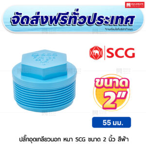 ปลั๊กอุดเกลียวนอก PVC หนา SCG ขนาด 2 นิ้ว สีฟ้า