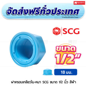 ฝาครอบเกลียวใน PVC หนา SCG ขนาด 1/2 นิ้ว สีฟ้า