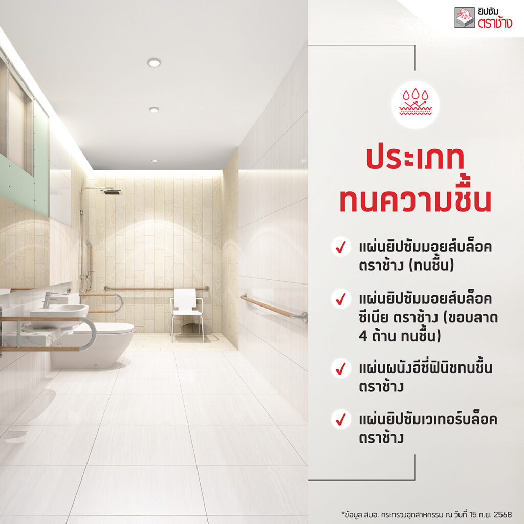 แผ่นยิปซั่ม มอก. ตราช้าง ประเภททนความชื้น