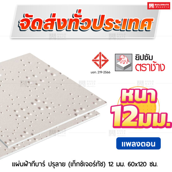 แผ่นฝ้าทีบาร์ ปรุลาย (เท็กซ์เจอร์ทัช) ลายแพลงตอน 12 มม. ขนาด 60x120 ซม. ตราช้าง