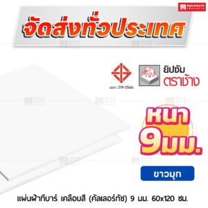 แผ่นฝ้าทีบาร์ เคลือบสี (คัลเลอร์ทัช) สีขาวมุก 9 มม. ขนาด 60x120 ซม. ตราช้าง