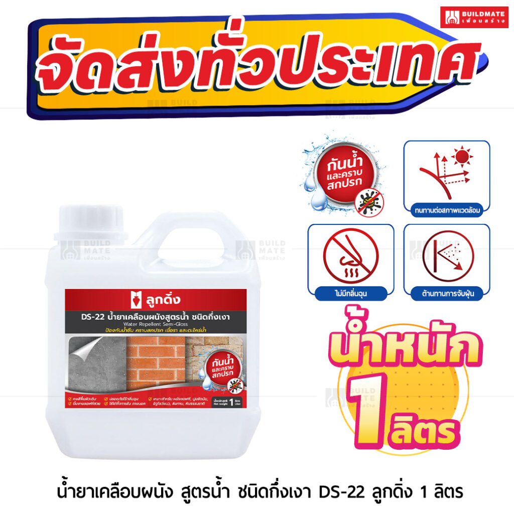 น้ำยาเคลือบผนัง สูตรน้ำ ชนิดกึ่งเงา ลูกดิ่ง (DS-22) 1 ลิตร