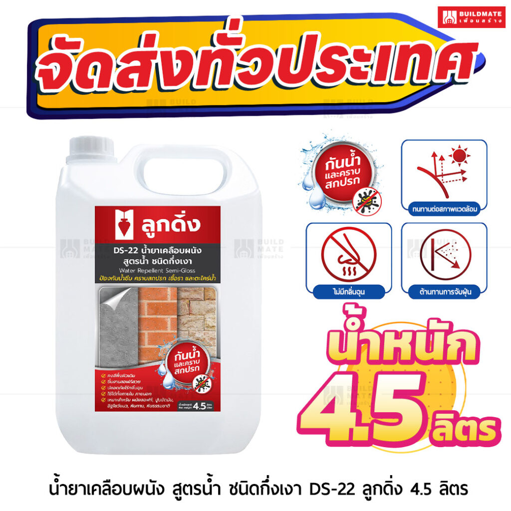 น้ำยาเคลือบผนัง สูตรน้ำ ชนิดกึ่งเงา ลูกดิ่ง (DS-22) 4.5 ลิตร