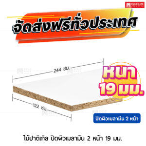ไม้ปาติเกิล ปิดผิวเมลามีน 2 หน้า หนา 19 มม. ขนาด 122 x 244 ซม.